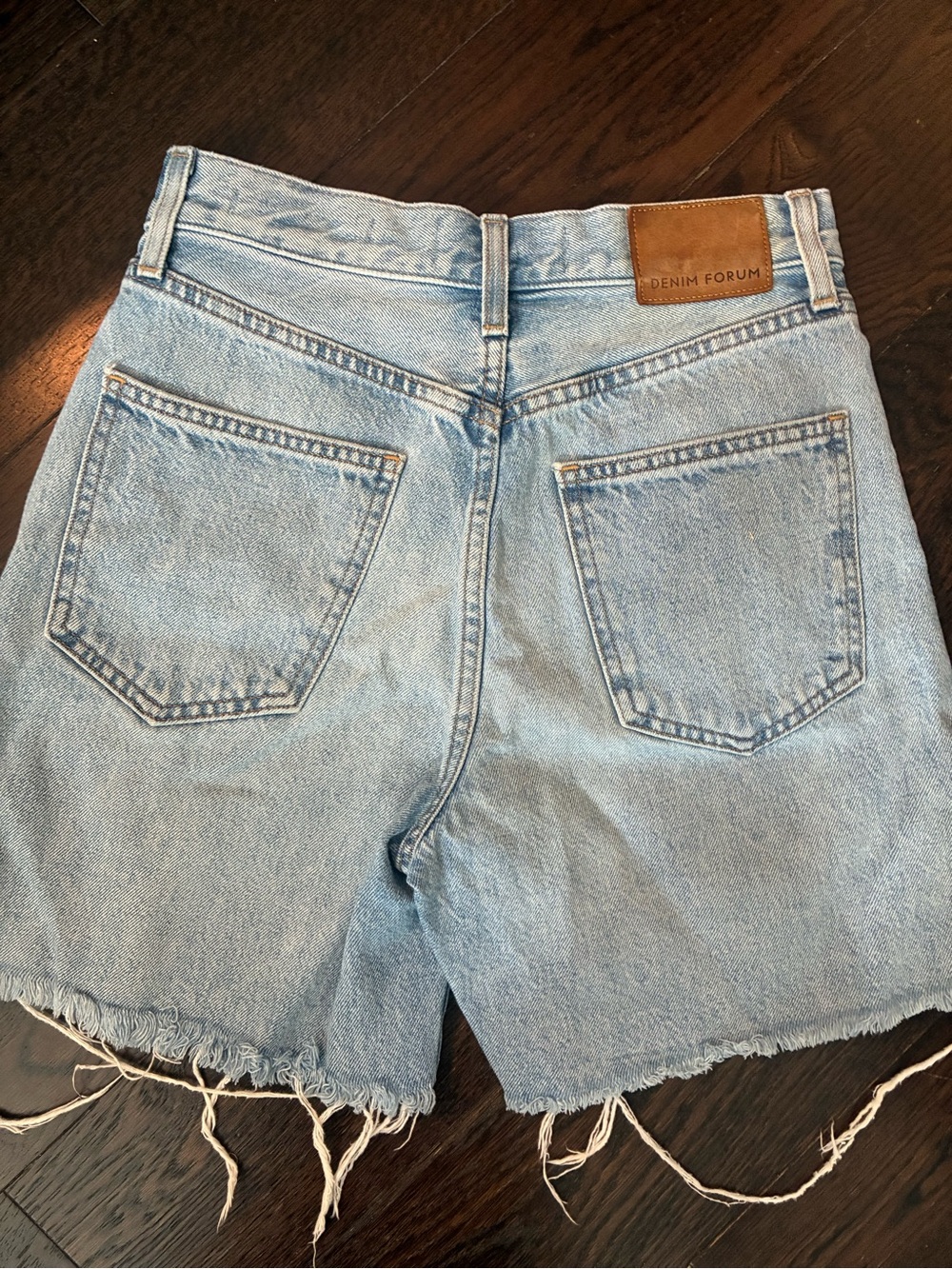 Denim Forum Light Blue High-Rise Cutoff Jean Shorts - Picture 2 of 6